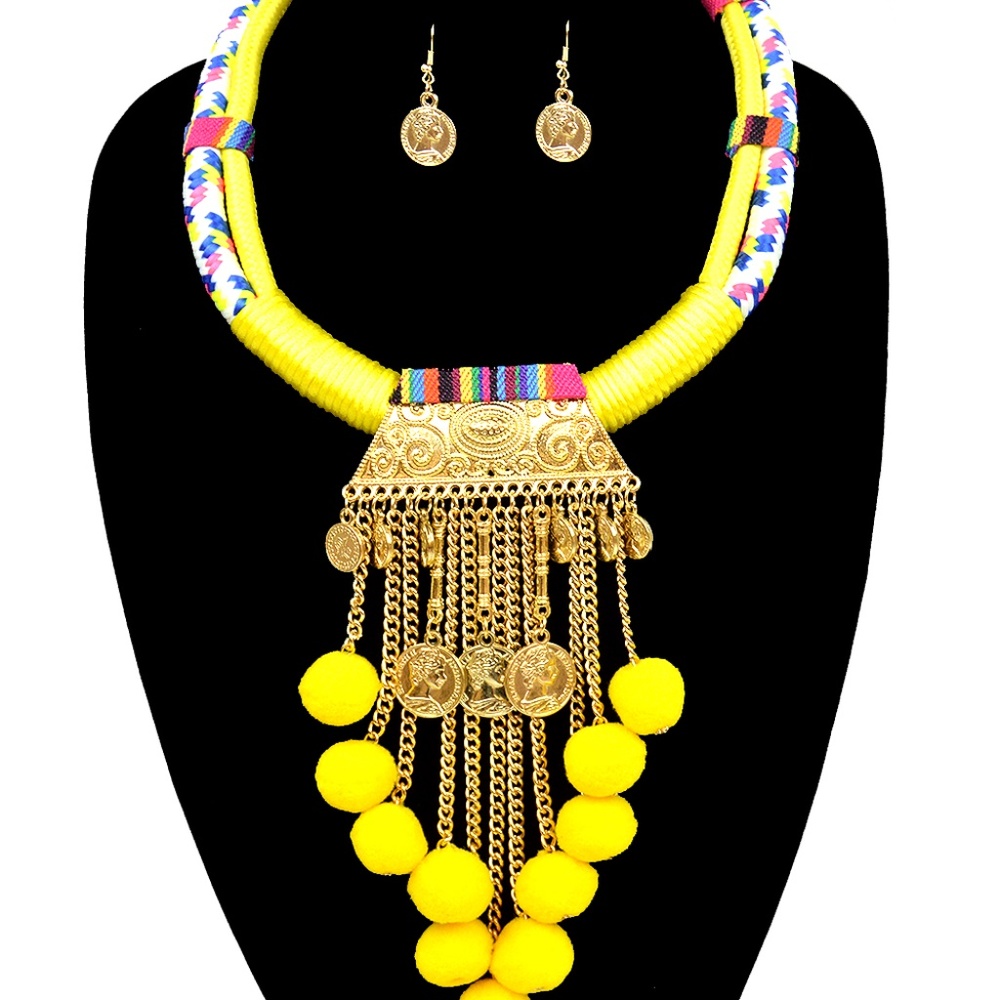 Tribal Pom necklace